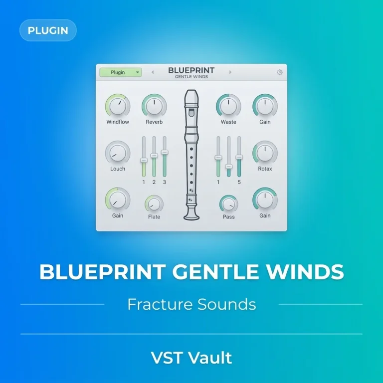 Fracture Sounds Blueprint Gentle Winds free Kontakt library product cover featuring recorder and wooden flute