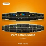 Lexicon PCM Total Bundle product cover with seven legendary Lexicon reverb algorithms — Hall, Plate, Chamber, Room