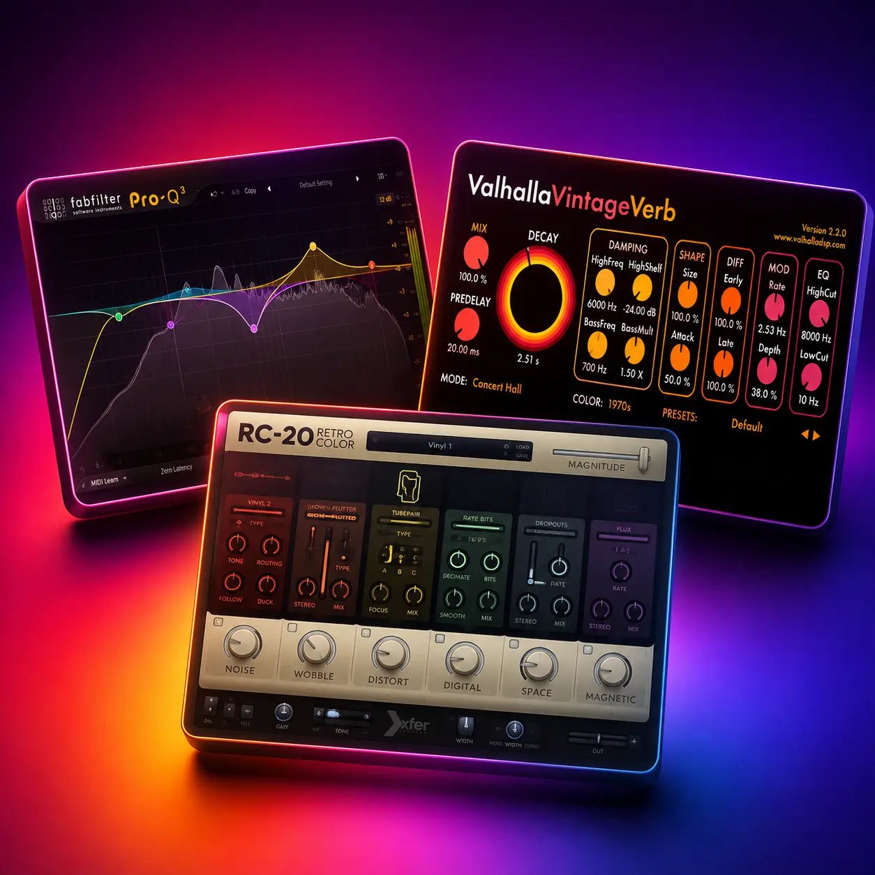 Mixing plugins for music producers — FabFilter Pro-Q3 EQ, Valhalla VintageVerb and XLN RC-20 Retro Color
