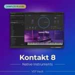Native Instruments Kontakt 8 professional sampler VST interface with library browser and Conflux engine