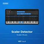 Scaler Music Scaler Detector free chord-detection plug-in interface showing detected chord, scale and root key