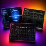 Synthesizer VST plugins — Spectrasonics Omnisphere 2, Xfer Serum and Native Instruments Massive X interfaces