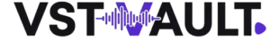 VST Vault logo — black VST Vault wordmark with purple audio waveform replacing the V