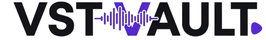 VST Vault logo — black VST Vault wordmark with purple audio waveform replacing the V