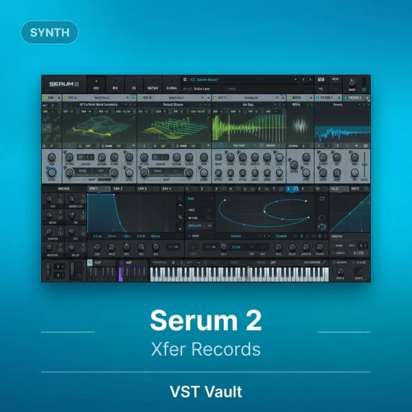 Xfer Records Serum 2 hybrid wavetable synthesiser VST plugin interface with engines browser