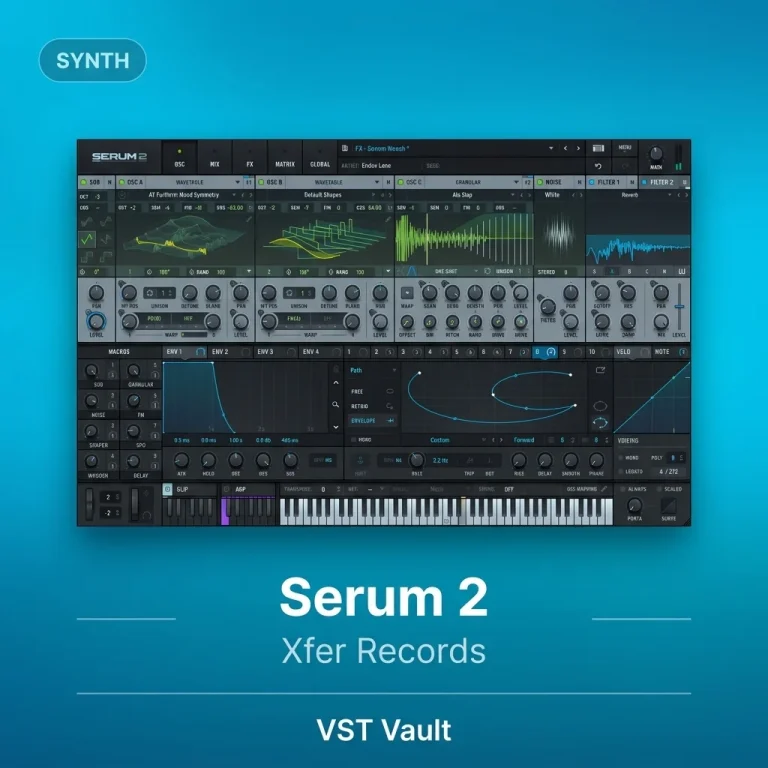 Xfer Records Serum 2 hybrid wavetable synthesiser VST plugin interface with engines browser