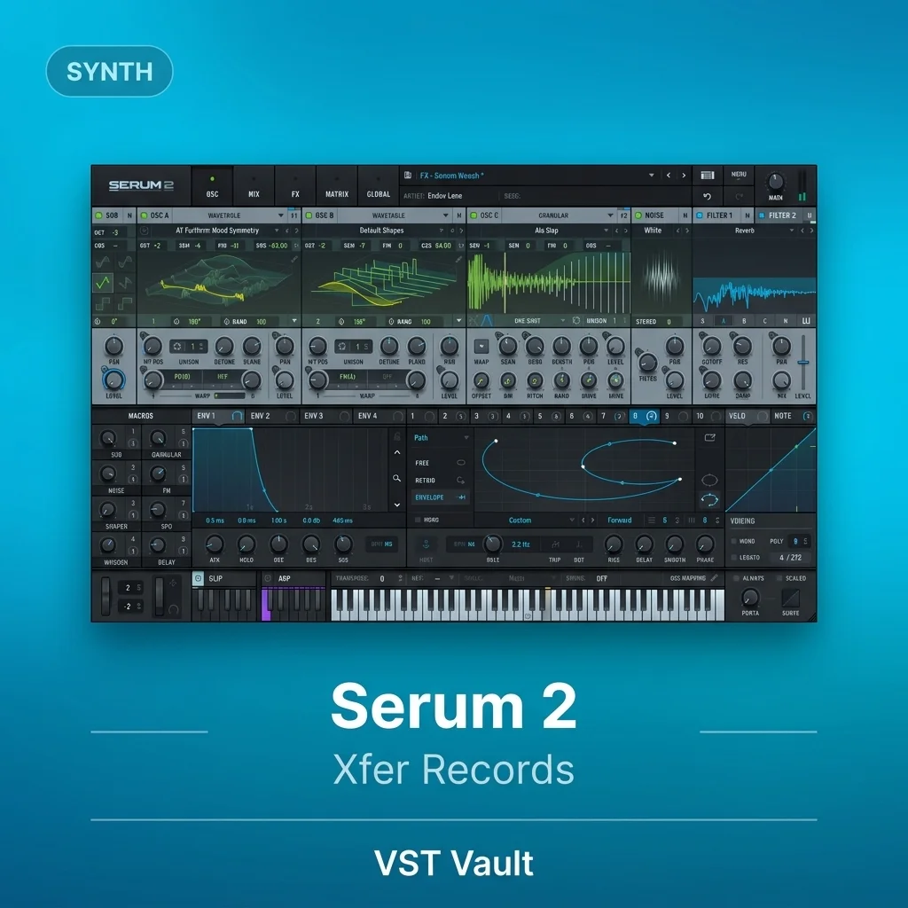 Xfer Records Serum 2 – Hybrid Wavetable Synthesiser VST Xfer Records Serum 2 hybrid wavetable synthesiser VST plugin interface with engines browser