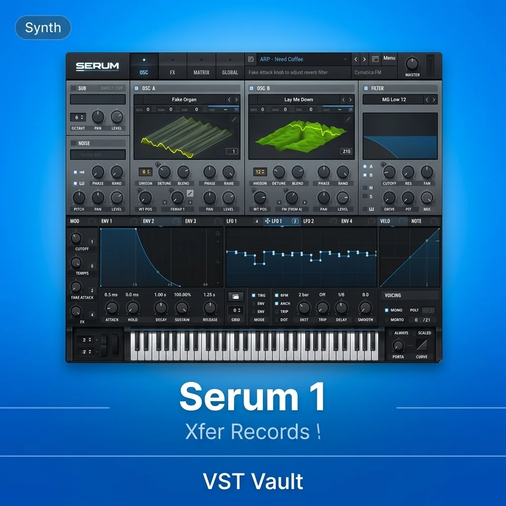 Xfer Records Serum – Wavetable Synthesiser VST Xfer Records Serum wavetable synthesiser VST plugin interface with oscillator browser and modulation controls